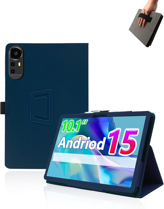 Case for CUPEISI CP31M Tablet 10 inch Android 15 TabletsUYRUREL Leather Slim Folding Stand Cover with Hand Strap Magnet for Men Women Full ProtectionBlack.