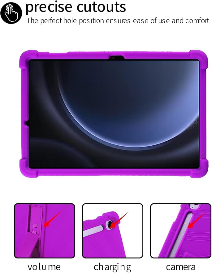 for Samsung Galaxy Tab S10 FE 11 Inch Tablets CaseBOVUGAC Soft Silicone Adjustable Stand Shockproof Kids Friendly for 10 Inch Tablets(Black)