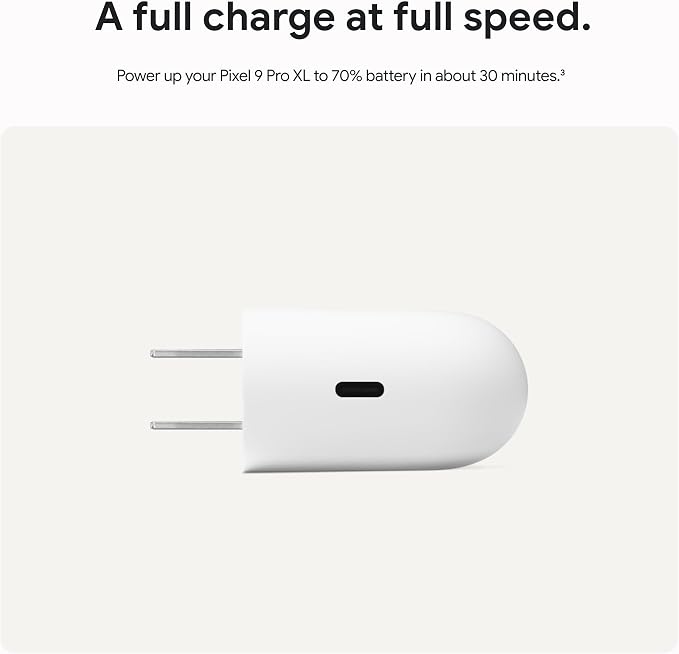 Google 45W USB-C Power Charger - Fast-Charging Pixel Phone Charger - Compatible with Google Products and Other USB-C® Devices - Snow
