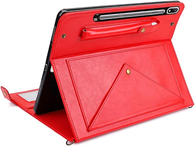 Handbag Case for Samsung Galaxy Tab S10 FE/S9 FE 10.9/S9/S8/S7 11 Techcircle Folio Stand Crossbody Wallet Protective Cover with S Pen Holder &amp Card Slots Hand Strap &amp Shoulder Strap Black