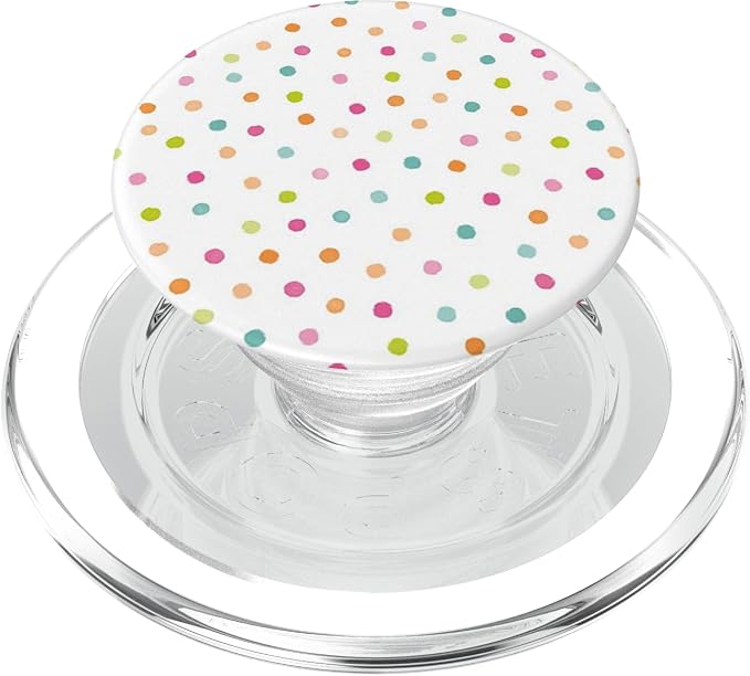 Cute Polka Dot Colorful Pattern Design on White PopSockets Adhesive PopGrip