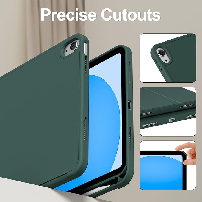 for iPad (A16) 11th Generation Case 11 Inch 2025 Black | for iPad 10th Generation Case 10.9 Inch 2022 with Pencil Holder Smart Trifold Stand Slim Protective Cover Auto Wake/Sleep