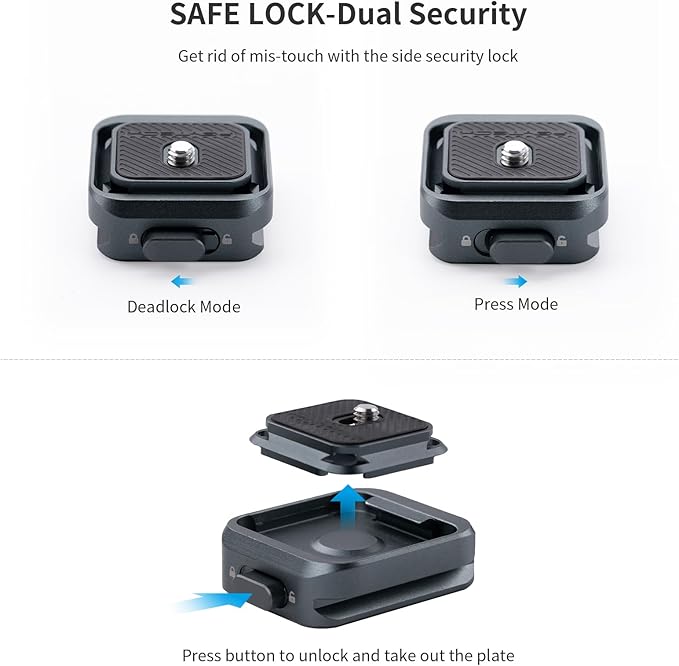PGYTECH Quick Release Plate +Adapter w/Arcac-Swiss Interface Camera Quick Release Plate Mount for Sony/Nikon/Fuji/DJI Quick Setup Mount w/ 1/4" to 3/8" Screw Thread Gimbles Sliders Tripods Adapter