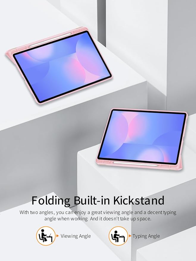 for Samsung Galaxy Tab S10 FE+ 13 inch Tablet CaseBOVGAC Ultra Slim PU Leather Folding Protective Cover Case with Adjustable Soft TPU Back Shell Full Protection Scratch Resistant (Black)