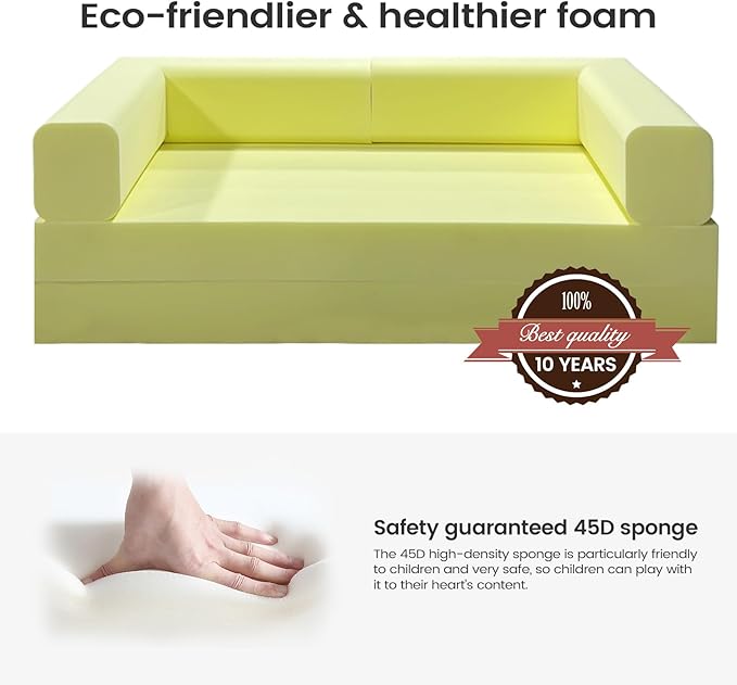 Folding Sofa Bed Convertable Corduroy Couch King Size Floor Sleeper 4-in-1 DIY Combination Modular Sofa Fold Out Futon Lounge Comfy Foldable Lazy cama for Living Room (Green, 70.86")