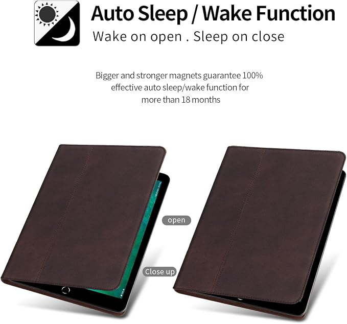 Gexmil Case for iPad Pro 12.9 Inch2nd/1st Generation(2017/2015) Genuine Leather Cover Anti Fingerprint/SlipCowhide Folio Cover Auto Sleep/Wake with Adjustable StandFlower Brown | Genuine Leather Co