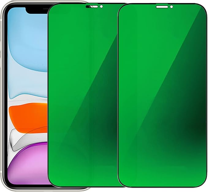 2 Pack Anti-Blue Privacy Tempered Glass Suit for iPhone 11 / iPhone XR Mirror Anti-Spy Screen Protector Anti-Peeping Film Electroplated 9H Hardness Anti-scratch 6.1 inch(Green)