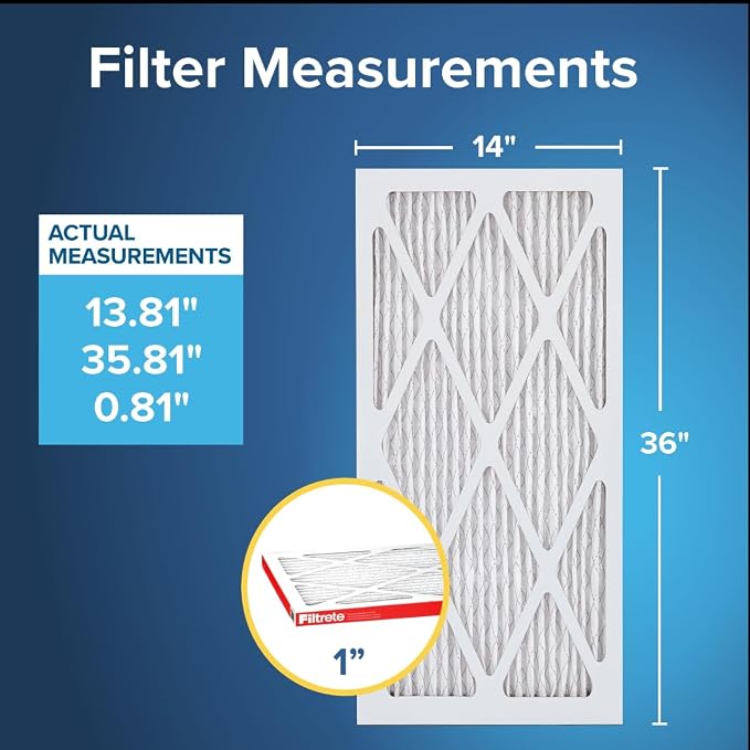 Filtrete 14x36x1 AC Furnace Air Filter, MERV 11, MPR 1000, Micro Allergen