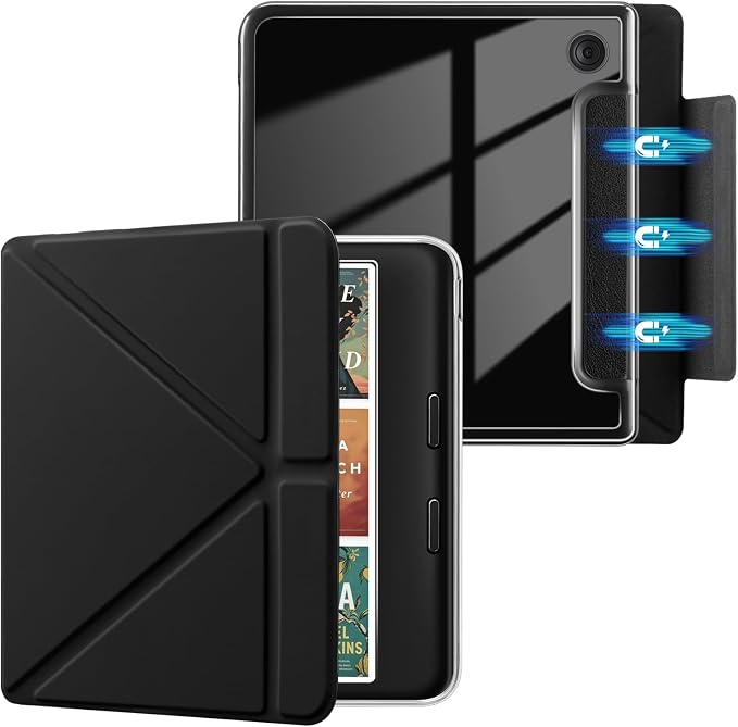 E NET-CASE Detachable Magnetic Case for 7 Kobo Libra 2 &amp Tolino Vision 6(2021) eReader Ultra Clear Back Scratch-Proof Light丨Easy to Detach &amp Attach丨Auto Sleep/Wake (Black)