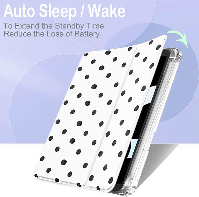 Feams Case for iPad mini 7 A17 Pro 2024/iPad Mini 6 2021 Slim Lightweight Trifold iPad mini 7 A17 Pro Case 8.3 Inch 2024 Clear Back Cover with Pencil Holder &amp Auto Sleep Blue Bow