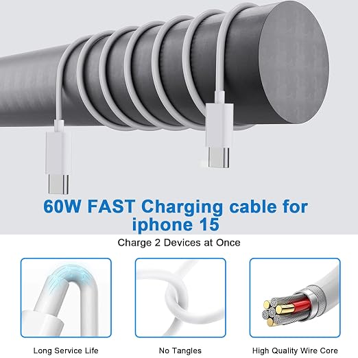 10FT iPhone 17/16e Fast Charger2Pack 20W Dual Port USB A+C QC Apple Adapter with 10 Foot USB C to C Fast Charging Cable Cord for iPhone 17Air/17Pro/17Pro Max/16/16Pro/15/15Pro/Pro Max/Plus(Blue/Pink)