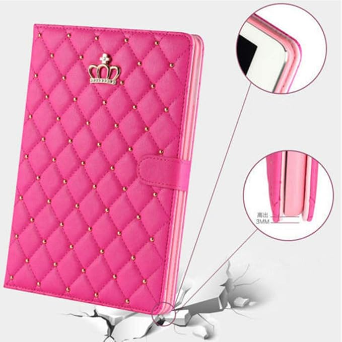 Cute Crown Case for iPad 10th Generation 10.9 Inch 2022 Flip Bling Diamond PU Leather [Smart Auto Sleep/Wake Pencil Holder Stand] Shockproof for Apple iPad 10th Gen 2022 Release (Pink)