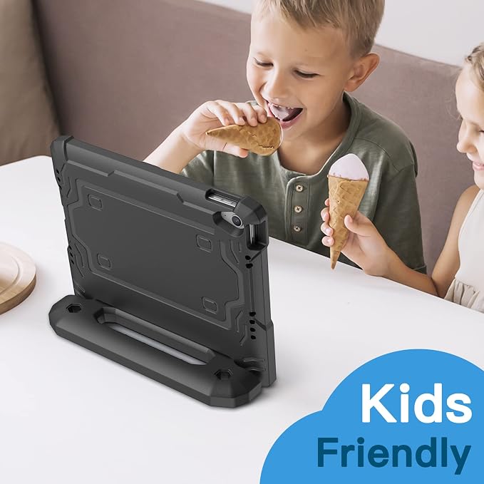 JETech Kids Case for iPad (A16) 11th/10th Gen Black | For 2025/2022 Model Built-in Screen Protector 360 Handle Stand Shockproof Kid-Friendly