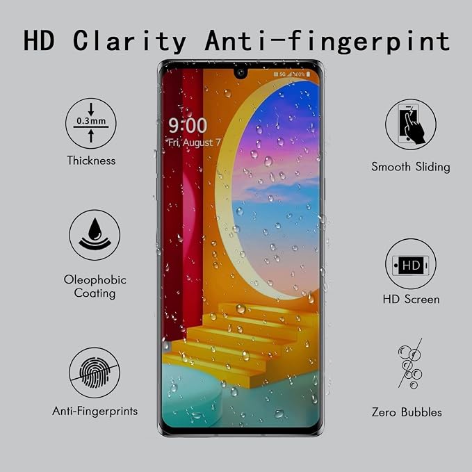[4 Pack] Tempered Glass Screen Protector for LG Velvet | Tempered Glass Scratch Resistant Easy-Install Bubble Free Anti-Fingerprint