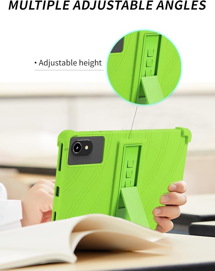 Case for ApoloMedia EP1095T 11 Tablet 2025 Android 15，WUNIAK Shock Proof Lightweight Stand Rubber Shell Protective CoverKids Friendly Soft Silicone Adjustable Stand CoverBlack
