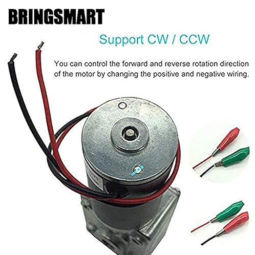BRINGSMART Mini Turbine Geared Motor 24V 470rpm DC Worm Gear Motor 3.4kg.cm Self-Locking Reversed Engine for DIY Robot Rotating Table Door Lock Curtain Machine (24V 470rpm)