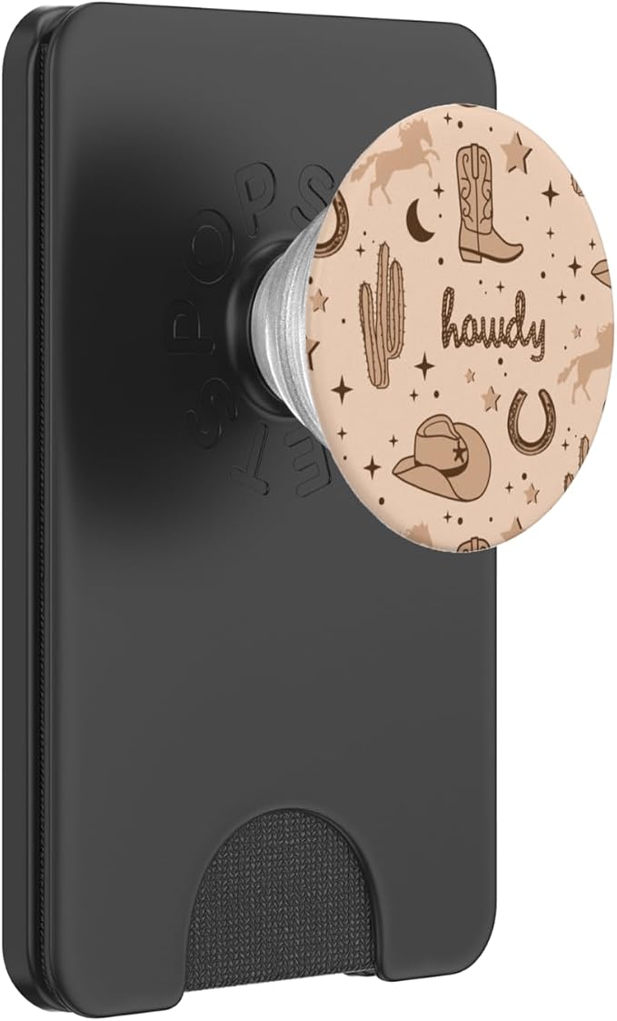 Pastel Cowboy Hat and Boot Pattern Brown Cowgirl Aesthetic PopSockets Adhesive PopGrip