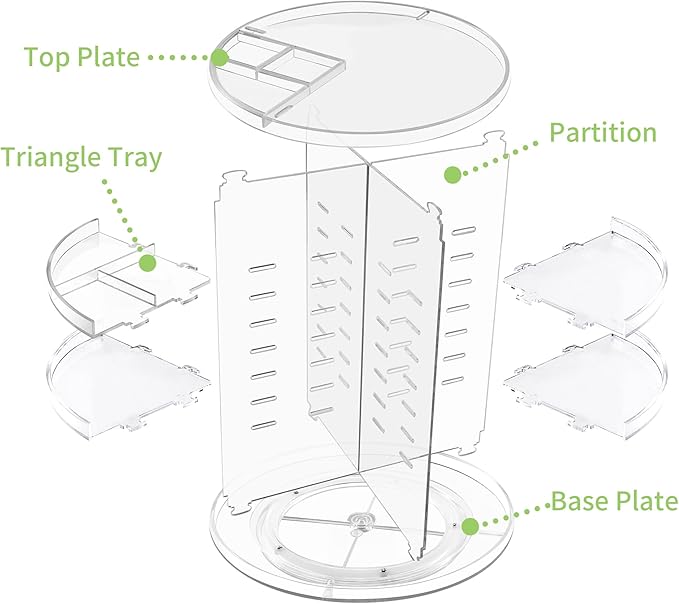 COYAHO 360 Rotating Makeup Organizer, Spinning Countertop, Cosmetic Holder Shelf, Make Up Organizers and Storage for Bedroom, Transparent