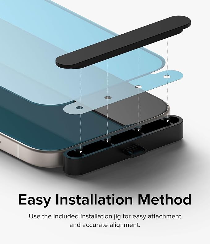 Ringke Full Cover Glass [Super Easy to Install] Compatible with iPhone 15 Screen Protector Case Friendly Shatterproof Premium 9H Hardness Tempered Glass with Installation Tool
