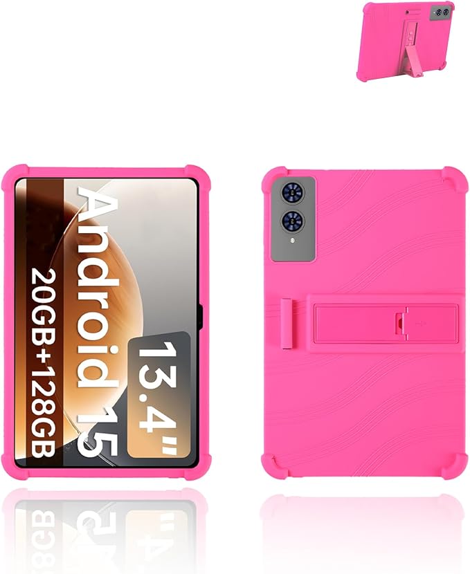 for Teclast T65 Android 16 Tablet13.4 2.5K Ultra Clear Display Tablet Model CaseUYRUREL Soft Silicone Adjustable Stand Cover Lightweight Kids FriendlyRosered.