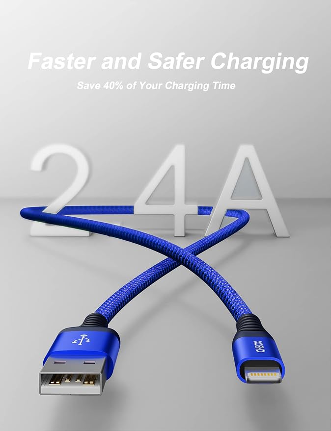 iPhone Charger Cable 6FT USB to Lightning Cable 3Pack Braided USB iPhone Charger Fast Charging Cable iPhone Cord Compatible with iPhone 14/13/12/11/Pro/Max/Mini/X/Plus/8/7/6/5S/SE/Plus/iPad and More