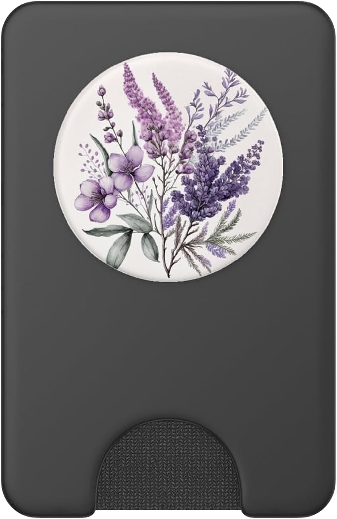 Purple Lavender Blossom Leaves Flowers Floral Girly PopSockets Adhesive PopGrip