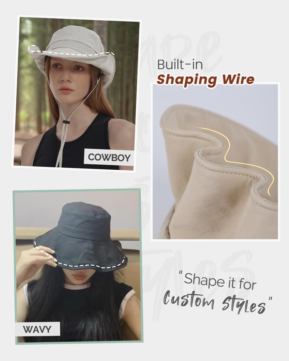 Creekstone Bucket Hat Waterproof Rain Hat for Women Men Sun Hats UPF50+ Packable Summer Hat Hiking Travel Floppy Sun Hat (US, Alpha, One Size, Beige)