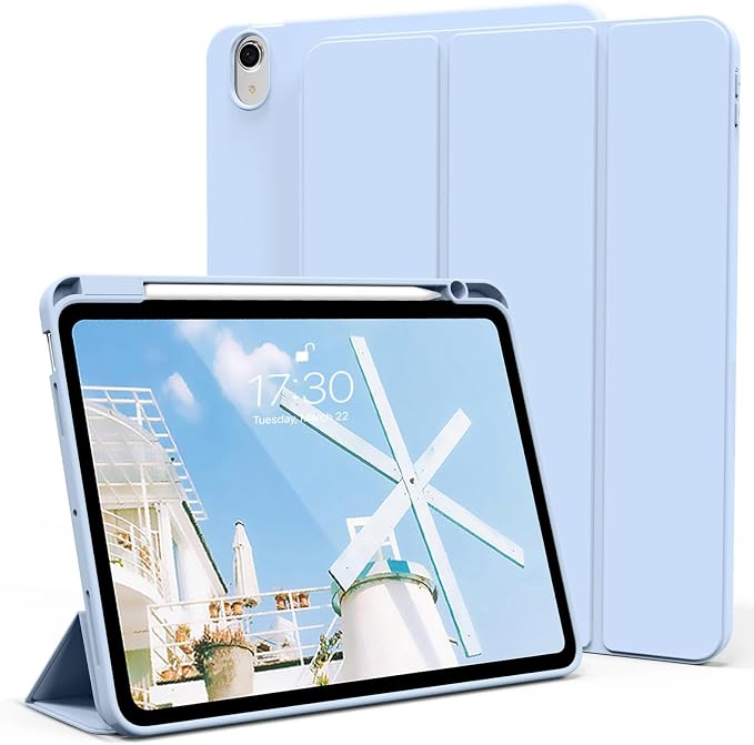 kenke Case for iPad Air 11-inch M4/M3/M2 (2026/2025/2024) iPad Air 5th/4th Generation (2022/2020) 10.9-inch Auto Sleep/Wake Slim Trifold Smart Cover with Pencil Holder Soft TPU Back Black