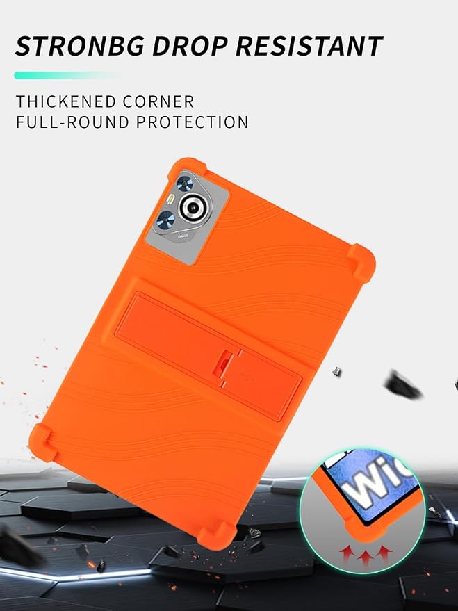 Case for Dghrti TAB30 2025 Android 14 Tablet 10.1 Inch，WUNIAK Shock Proof Lightweight Stand Rubber Shell Protective CoverKids Friendly Soft Silicone Adjustable Stand CoverBlack