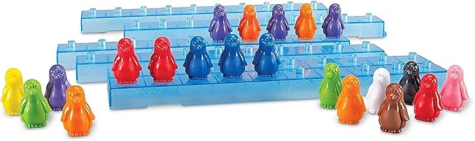 Learning Resources Penguins On Ice Math Activity Set - Math Manipulatives & Counting, Addition and Multiplication Games, Sorting & Patterning Set , Homeschool Activity, Classroom Must Haves