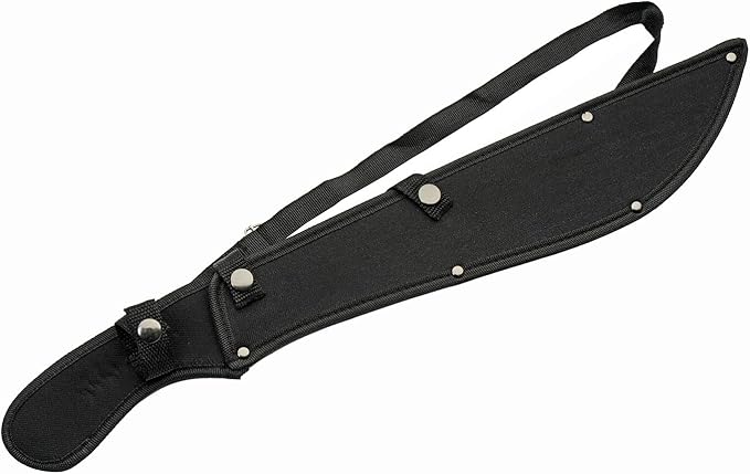 Szco Supplies 21” Full-Tang Curved Sawback Machete with Cord-Wrapped Handle, 420 Stainless Steel Blade, and Nylon Sheath for Camping, Hiking, and Survival