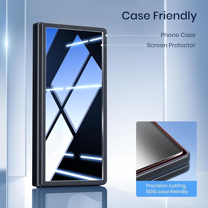 WSKEN 4 Pack Front Screen Protector for Samsung Galaxy Z Fold 7 - [Auto Dust Remove] [Zero Bubble] [NO.1 Top 9H+ Tempered Glass] 8K HD 12X Shatterproof Case FriendlyEasy Installation