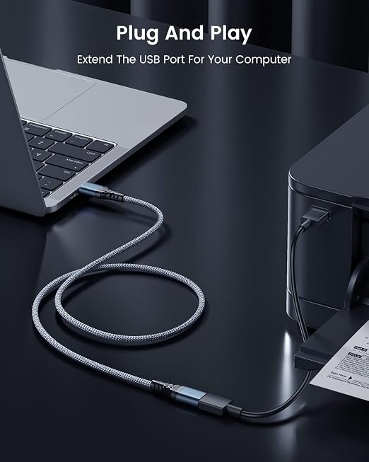 ANDTOBO 2 Pack (10FT+10FT) USB Extension Cable USB 3.0 Type A Male to Female Extender Cables High-Speed Data Transfer 5Gbps Compatible with Gamepad Printer USB Keyboard Flash Drive Hard Drive