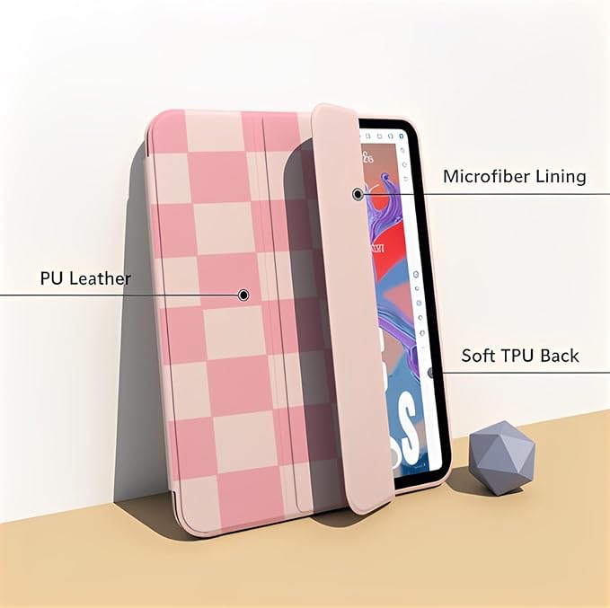 for iPad A16 11 Inch 2025 /for iPad 10th Generation 10.9 Inch 2022 Cute iPad Black Case with Pencil Holder-[Auto Wake/Sleep] Trifold Stand Soft TPU Protective Cover Pink Bows