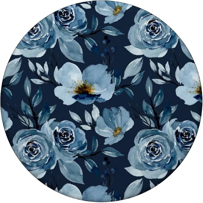 Blue Watercolor Flower Pattern PopSockets Adhesive PopGrip