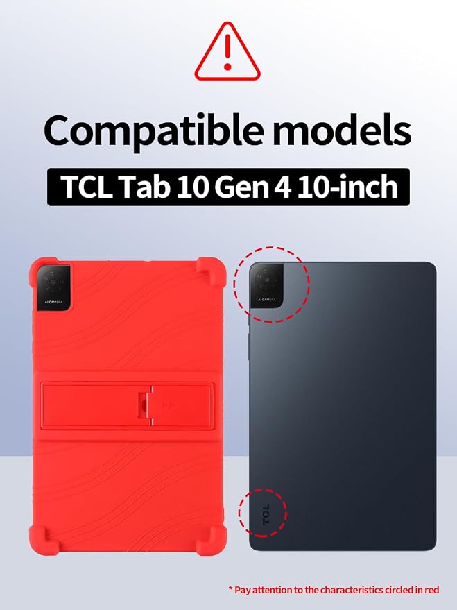 Case for TCL Tab 10L Gen 4 (Model 8483A) 10.1 Inch Tablet Soft Silicone Heavy Duty Shockproof Protective Cover with Adjustable Kickstand (Black)