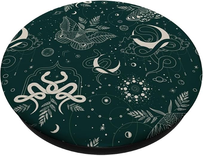 Dark Green Mystical Witchcore Celestial Night Moth &amp Snake PopSockets Adhesive PopGrip