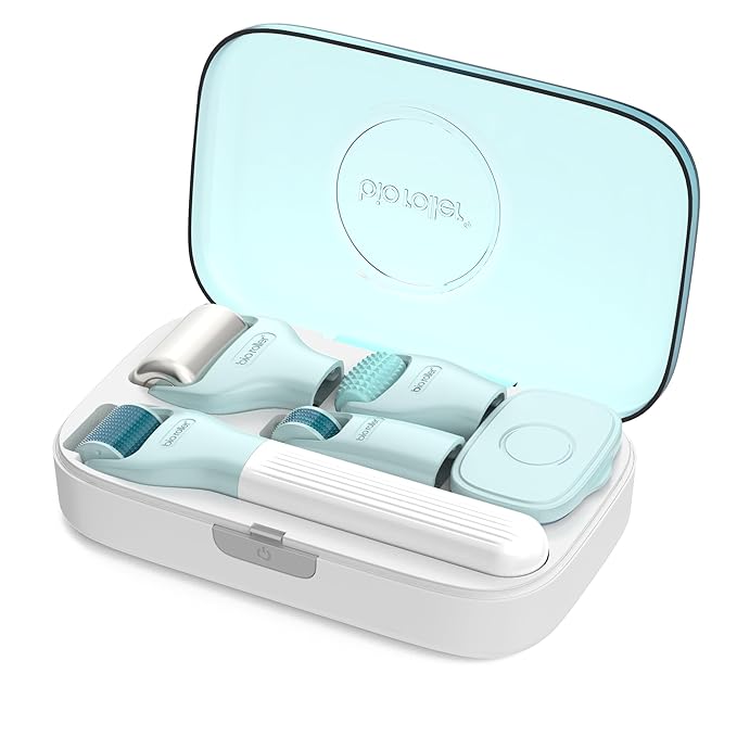 10 in 1 Derma Roller Kit, 0.25mm Microneedling Roller Microneedle Derma Roller with, Facial Beauty Roller Skin Care Tools, 10 Replaceable Heads and Storage Case