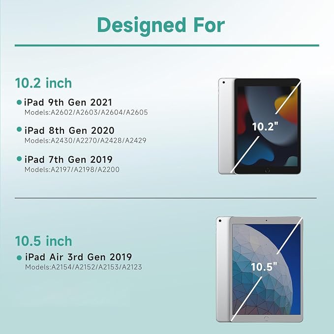 BLUTLOTUS Keyboard case for iPad 9th/8th/7th Generation 10.2 Inch - Backlit Wireless Detachable Folio Keyboard Cover with Pencil Holder for iPad 9th/8th/7th Gen Air 3rd Generation 10.5 Inch