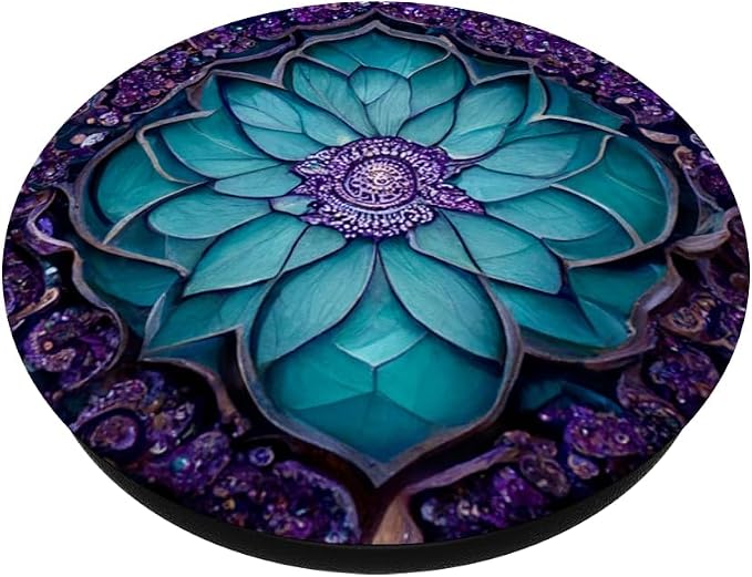 Teal Purple Mandala Pattern PopSockets Adhesive PopGrip