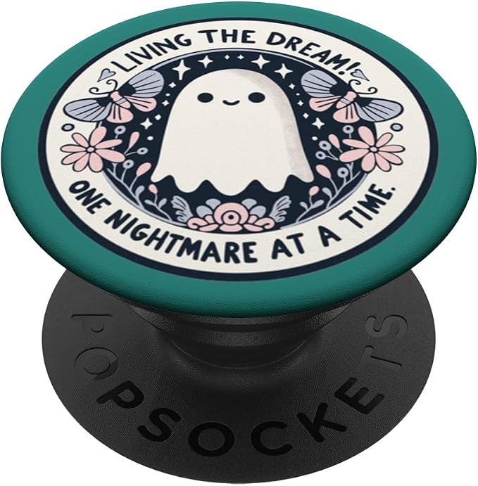 Spooky Ghost Dark Humor Living the Dream Bookish Reading PopSockets PopWallet for MagSafe