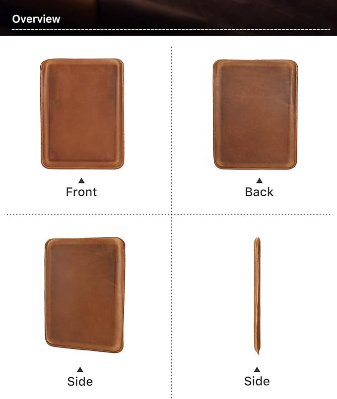 Top Grain Leather 12.9 Tablet Sleeve Slim Protector Vintage Design Fully Handmade Compatible with 12.9 iPad Pro 3/4/5/6 Gen Fits A2233 A2069 A2378 A2379 A2461 A2462 Coffee 12.9 Inch