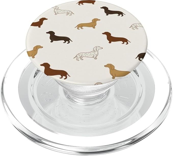 Beige Dachshund Dog Pattern PopSockets Adhesive PopGrip