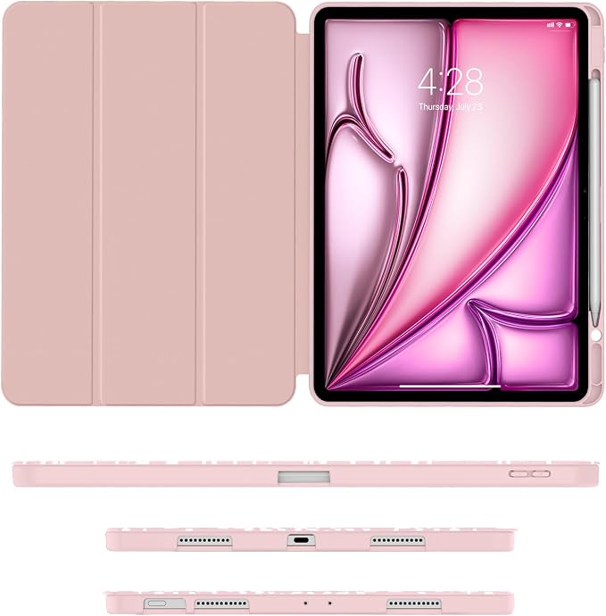 Soke Case for iPad Air 13 Inch (M4/M3/M22026-2024) iPad Pro 12.9 6th/5th Generation with Pencil Holder(2021 2022 Release)-[Apple Pencil Charging + Auto Wake/Sleep] Soft Back Cover Book Black