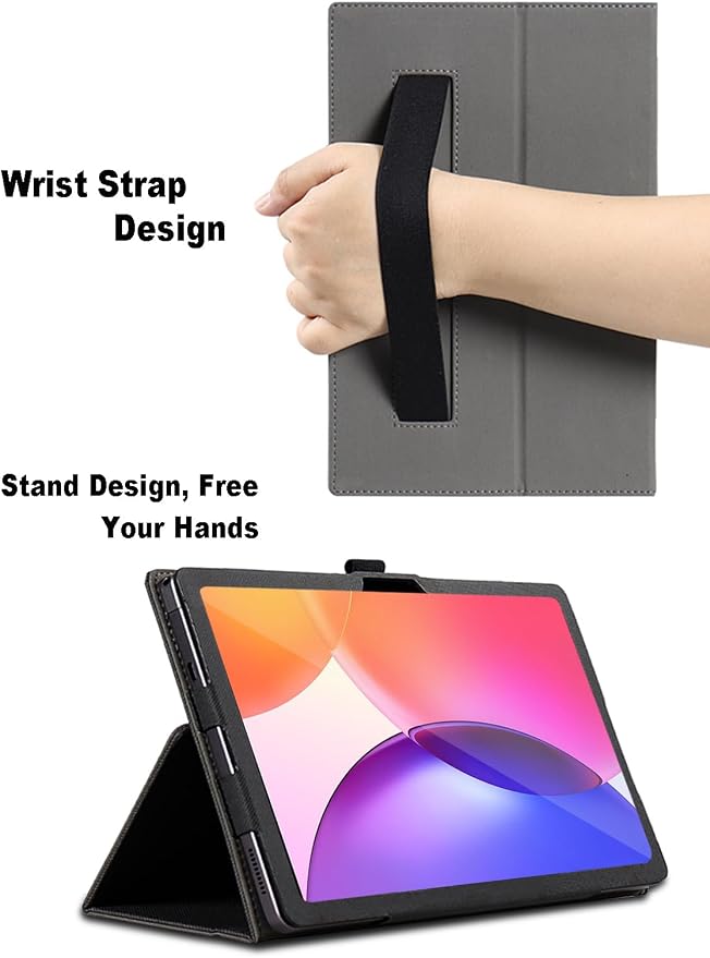 Case for TCL Tab A1 Plus 12.2 inch TCL Tab A1 Plus Tablet Case Folding Stand Protective Cover with Pencil Holder and Wrist Strap Full Protection. (Black)