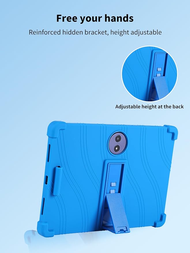 Case for TCL TAB A1 PlusNOUKAJU Tablet Protection CaseAdjustable BracketSoft SiliconeSilicone Protection Cover for TCL TAB A1 Plus Tablet 12.2inch(Blue)
