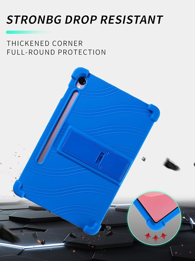 Case for Samsung Galaxy Tab S11 Tablet 11 inchWUNIAK Shock Proof Lightweight Stand Rubber Shell Protective CoverKids Friendly Soft Silicone Adjustable Stand CoverBlue
