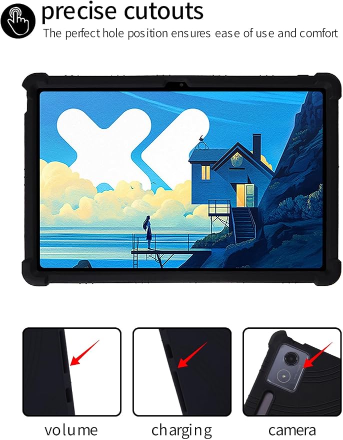 for Lenovo Idea Tab Pro 12.7 inch Tablet CaseBOVUGAC Soft Silicone Adjustable Stand Shockproof Kids Friendly for Lenovo Idea Tab Pro Tablet(Black)