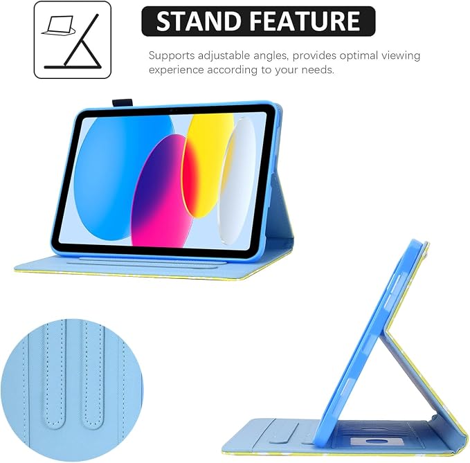 Case for iPad A16 11th Gen 11/10th Gen 10.9 2025/2022Notebook | Black PrintSlim Durable Foldable Stand PU Leather Pencil Holder Card Slot Auto Wake，Auto Sleep
