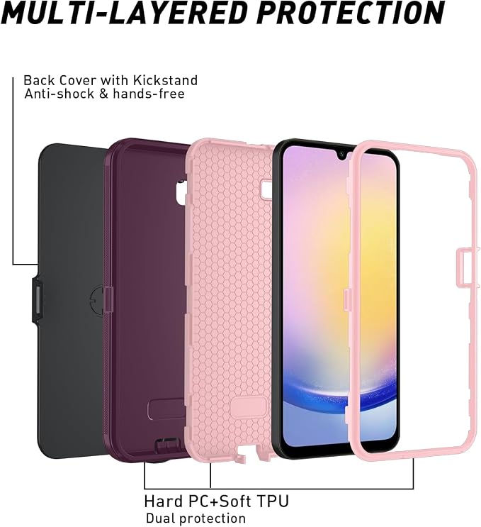 for Samsung Galaxy A17 5G caseA16 5G Heavy Duty casewith A Tempered Glass Screen Protector [Military Grade Protective ] [Shockproof] [Dropproof] [Dust-Proof]for Galaxy A17 / A16(Black)